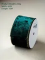 Deep green velvet Christmas ribbon with gold edges, 6cm wide, for luxury gift wrapping - Dark Green Velvet Ribbon With Gold Edge