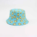 Light blue reversible bucket hat with cute yellow cartoon duck prints for sun protection - Blue Little Duck