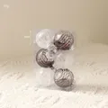 6cm champagne and coffee Christmas balls with glitter patterns in 6-pack box - 369-15 Clear White & Coffee (6cm-6pcs)
