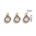 Golden stainless steel circular crystal connector 6.5mm for DIY jewelry making - Single Hole Gold - White