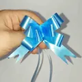 Electric blue gift bow ribbon with metallic finish and gold edges for gift wrapping - Solid Blue