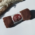 Dark brown pleated cotton viscose scarf featuring a wrinkled texture and paper sleeve - Style #93