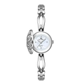Reloj de joyería plateado para mujer con tapa de pedrería y esfera de nácar - Plateado