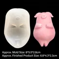 Flying pig silicone mold for aroma stones and soap with size dimensions and pink example - Style 1-Prone Pig / Clear