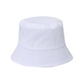 Detailed view of reinforced stitching on white cotton sun bucket hat brim and top - 58cm / White