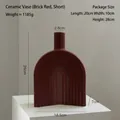 Terracotta rainbow ceramic vase with arched ribbed texture and a minimalist matte finish - Short Ribbed Vase 2177-2 Terracotta