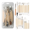 Clay sculpting tool set with wooden handles and metal heads for detailed DIY pottery - 22-Piece Pottery Tool Set
