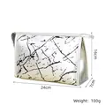 Detail view of silver marble pattern PU leather makeup bag showing 24x7x16cm dimensions - X-152 Briefcase Style Storage Silver
