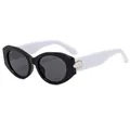 Gafas de sol ovaladas de estilo cat-eye con montura negra y patillas blancas mujer - C2-Montura Negra Patilla Blanca Lente Gris