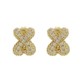 Chic 18k gold plated brass X-shaped stud earrings with sparkling white cubic zirconia - Letter X