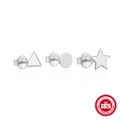 Minimalist S925 sterling silver geometric stud earring set with circle and star designs - Platinum Polished Star