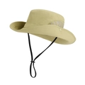 Khaki wide brim outdoor sun hat with breathable mesh and adjustable chin strap - Beige