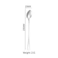 196mm silver stainless steel long handle mixing spoon with 29mm wide oval head - 410 Stainless Steel Pointed Ice Spoon (19.6cm)
