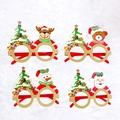 Set of 4 Christmas glitter glasses featuring Santa Claus, Reindeer, Snowman, and Bear - CHYJ-31 Foam Board Doll Tree Glasses