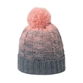 Gorro de punto trenzado rosa y gris con pompón esponjoso y forro cálido de felpa - M (56-58cm) / Gris