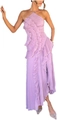 Paarse halter maxi-jurk met elegante geplooide textuur en verfijnde ruches details - S / Lavendel