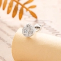 Silver hollow star earring with brilliant round cubic zirconia and cartilage piercing post - White (A425-1#)