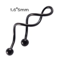 Black stainless steel spiral piercing jewelry with 1.6x5mm size and ball ends - Black - Multi-Cross
