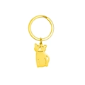 Portachiavi in acciaio inossidabile dorato lucido con ciondolo silhouette di gatto - 1 Gatto / Oro