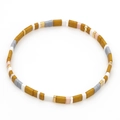 Handmade Tila bead bracelet in mustard yellow, grey, white and metallic colors - Yellow Grey White Gold Silver