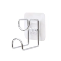 Silver stainless steel wall-mounted washbasin hook with strong adhesive backing - Transparent Style (OPP Bag) / Silver