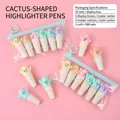 Cactus shaped mini pill highlighters set in 6 assorted macaron colors with zip pouch - Cactus