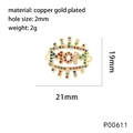 Vergoldeter Kupfer MOM Anhänger mit bunten Zirkonias, 21x19mm Schmuckstück Zubehör - Buchstabe MOM-P00611