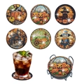Set 6 sottobicchieri fai da te pittura a diamante Halloween con supporto in metallo - Stile Halloween Classico E Supporto