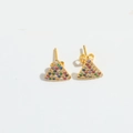 Elegant gold triangle stud earrings featuring colorful gemstones for a minimalist look - Triangle / Colorful