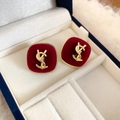 8# YSL Logo Square Red (925 Sterling Silver Earring Post)