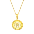 Collier en acier inoxydable doré avec insert en nacre et pendentif lettre R - Lettre R (S-P005-R)