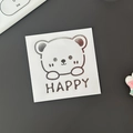 Cartoon bear sticker with HAPPY text on a minimalist square white decorative card - Metallic Silver (Bear)