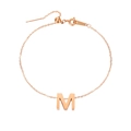 Cavigliera in acciaio inossidabile oro rosa con ciondolo minimalista lettera M - M-Oro Rosa