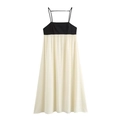 Chic backless black and beige color-block camisole maxi dress for summer vacations - XS / Black