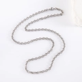 Classic silver stainless steel cross chain necklace with lobster clasp on white background - Necklace