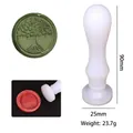 Manico bianco per sigillo in cera da 90mm con motivo albero della vita e base 25mm - Impugnatura Per Timbro