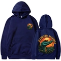 Felpa con cappuccio blu navy Alligator Alcatraz con stampe grafiche fronte e retro - S / Blu navy