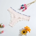 Rosa gestreifter Baumwoll-Tanga für Damen mit weißer Spitze und Love You Schriftzug - M(28) / Rosa