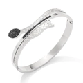 Brazalete de serpiente plateado con pavé de circonitas negras y diamante - Estilo Envolvente Contraste Circonita Negra (PAS847) / Plateado
