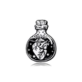 Enamel heart pin in a glass bottle design with black and white artistic finish - Anatomical Heart In Jar (C2357-4)