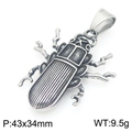 Vintage kever hanger van verouderd roestvrij staal, maat 43x34mm en gewicht 9,5g - Alleen Hanger (Zonder Ketting) / Verouderd Zilver (KP116399-MZOZ)