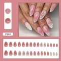 Faux ongles amande dégradé rose avec fleurs en relief 3D et perles, ensemble de 24 pièces - Style Ombré Fleurs de Pêcher (Z868) (Type Colle)