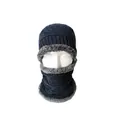 Winter thermal set including dark blue knitted hat and neck gaiter with fleece lining - One Size / Navy Blue