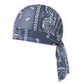 Blue-grey paisley paisley bandana durag with long ties for cycling and street fashion - Dark Gray