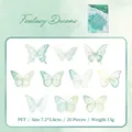 20pcs vintage green gradient butterfly PET stickers for DIY scrapbooking and deco - Dreamy Scroll