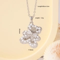Silver bear necklace with white pearls and zirconia, 40cm length, weight 5.5g - Beaded Bear Silver (2796)