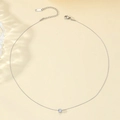 Elegante collar de acero de titanio plateado con circonita redonda y cierre S925 mujer - Plateado