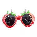 Lustige Erdbeer Party-Sonnenbrille in Rot mit grünen Blättern für Kostümpartys und Strand - Einheitsgröße / Erdbeere