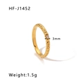 Macro view of gold plated titanium steel ring with lava texture and 3mm zircon inlay - US 8 / Gold