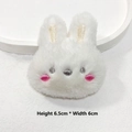 Close-up of white plush bunny doll with embroidery details, size 6.5cm by 6.0cm - DIY Style (Back Opening) / Beige
